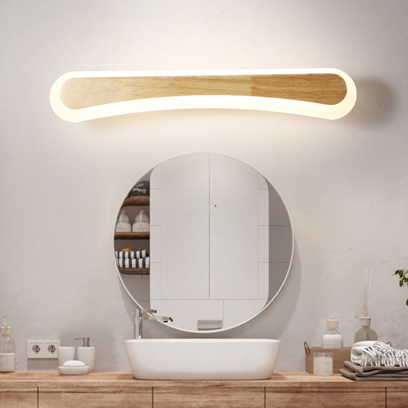 Modern Bathroom Vanity Light Wooden LED Vanity Light Fixtures in Acrylic Shade Clearhalo 'Vanity Lights' 'Wall Lights' Lighting' 2616990