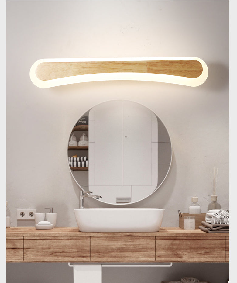 Modern Bathroom Vanity Light Wooden LED Vanity Light Fixtures in Acrylic  Shade - Clearhalo