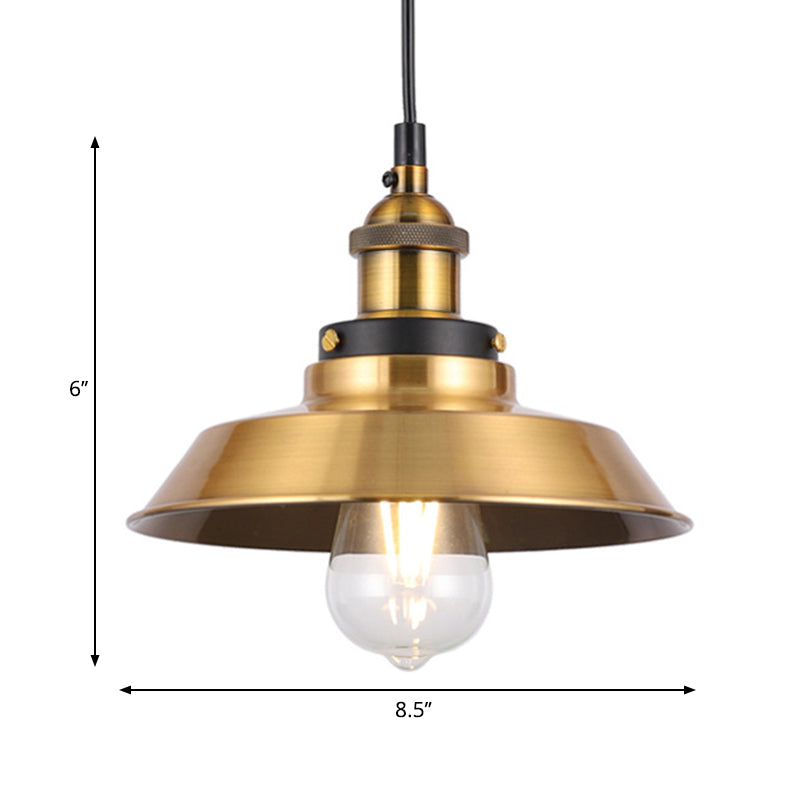Barn Shade Metal Suspension Light Industrial Style 1 Bulb Brass Adjustable Hanging Ceiling Light Clearhalo 'Art Deco Pendants' 'Cast Iron' 'Ceiling Lights' 'Ceramic' 'Crystal' 'Industrial Pendants' 'Industrial' 'Metal' 'Middle Century Pendants' 'Pendant Lights' 'Pendants' 'Tiffany' Lighting' 261706