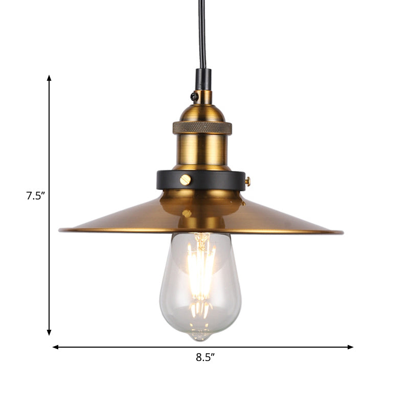 Barn Shade Metal Suspension Light Industrial Style 1 Bulb Brass Adjustable Hanging Ceiling Light Clearhalo 'Art Deco Pendants' 'Cast Iron' 'Ceiling Lights' 'Ceramic' 'Crystal' 'Industrial Pendants' 'Industrial' 'Metal' 'Middle Century Pendants' 'Pendant Lights' 'Pendants' 'Tiffany' Lighting' 261707