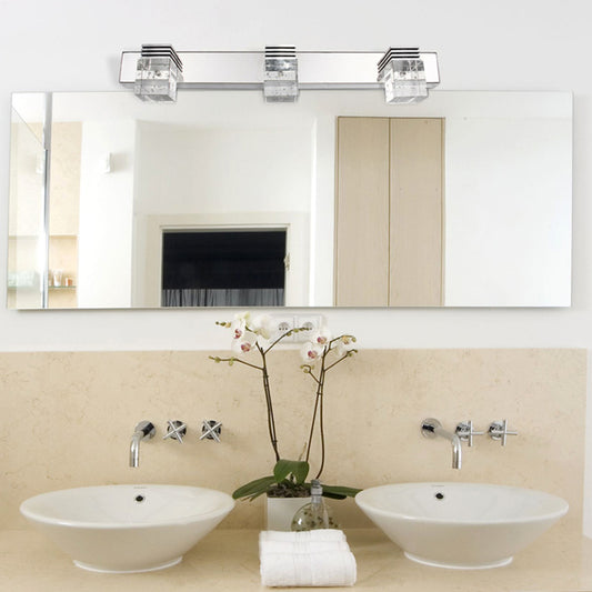 Stainless Steel Vanity Light Fixture Modern Style Bubble Crystal Shade Bathroom Wall Lighting Clearhalo 'Vanity Lights' 'Wall Lights' Lighting' 2617071