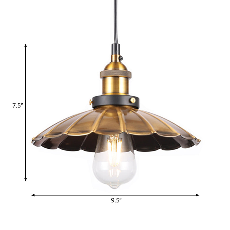 Barn Shade Metal Suspension Light Industrial Style 1 Bulb Brass Adjustable Hanging Ceiling Light Clearhalo 'Art Deco Pendants' 'Cast Iron' 'Ceiling Lights' 'Ceramic' 'Crystal' 'Industrial Pendants' 'Industrial' 'Metal' 'Middle Century Pendants' 'Pendant Lights' 'Pendants' 'Tiffany' Lighting' 261709