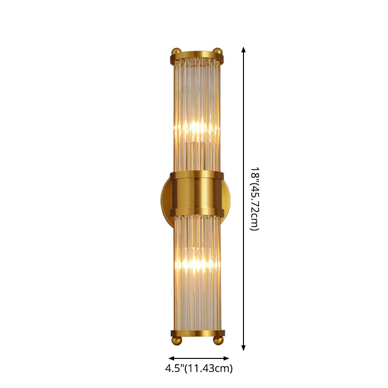 Indoor Lighting Wall Mount Lamp 2 Heads Crystal LED Bathroom Vanity Lights in Gold Finish Clearhalo 'Vanity Lights' 'Wall Lights' Lighting' 2617100
