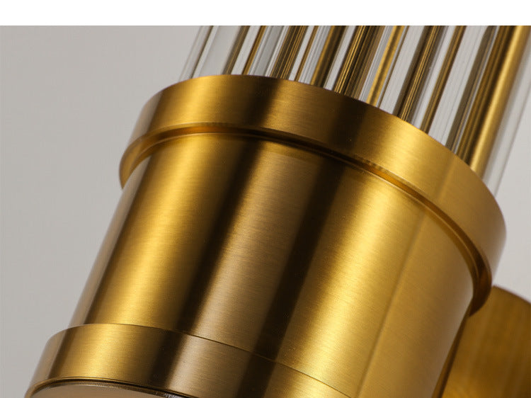 Indoor Lighting Wall Mount Lamp 2 Heads Crystal LED Bathroom Vanity Lights in Gold Finish Clearhalo 'Vanity Lights' 'Wall Lights' Lighting' 2617102