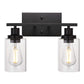 Industrial Style Wall Mounted Lamp 2 Heads Vanity Lamp in Pure Glass Shade for Bathroom Clearhalo 'Vanity Lights' 'Wall Lights' Lighting' 2617137