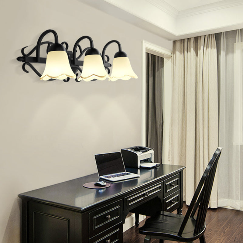 American Creative Vanity Wall Sconce Metal Vanity Sconce in Opal Glass Shade for Bathroom Clearhalo 'Vanity Lights' 'Wall Lights' Lighting' 2617197