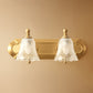 Bathroom Decoration Wall Light Sconce Brass Armed Wall Mounted Mirror Front in Ribbed Glass Shade Clearhalo 'Vanity Lights' 'Wall Lights' Lighting' 2617211