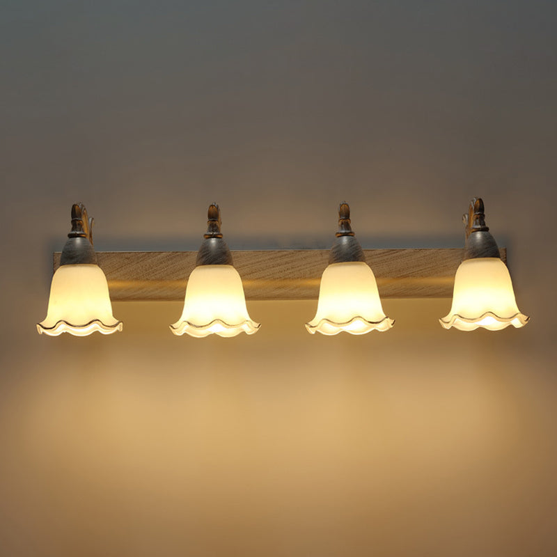 2 Lights Bathroom Light Fixture American Waterproof Light above Mirror in White Glass Shade 4.0 White-Gold Clearhalo 'Vanity Lights' 'Wall Lights' Lighting' 2617260