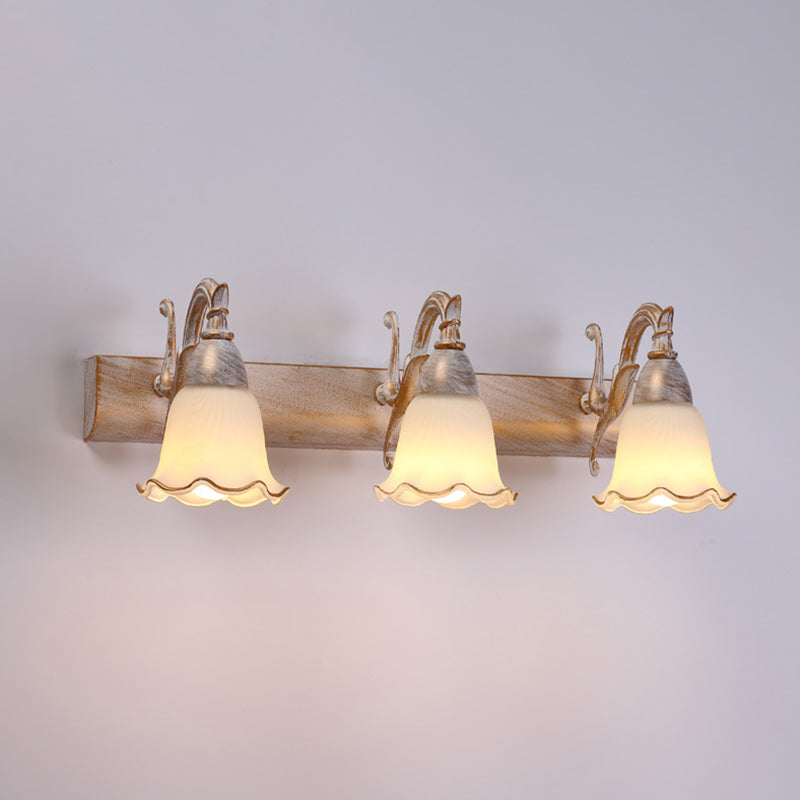 2 Lights Bathroom Light Fixture American Waterproof Light above Mirror in White Glass Shade 3.0 White-Gold Clearhalo 'Vanity Lights' 'Wall Lights' Lighting' 2617261