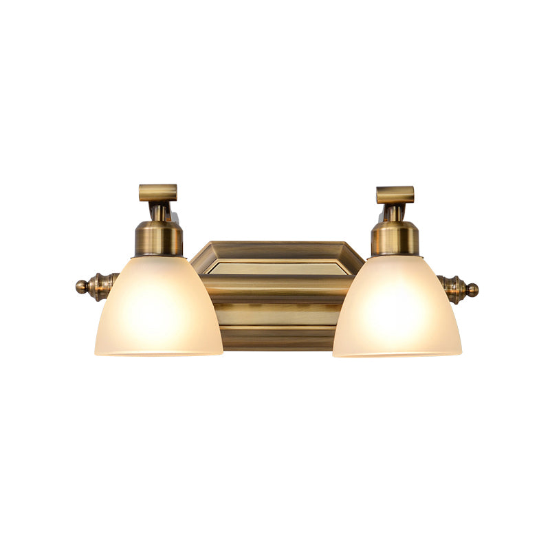 American LED Bath Vanity Lighting Brass Bathroom Lighting for Makeup in Frosted Glass Shade 2.0 Gold Clearhalo 'Vanity Lights' 'Wall Lights' Lighting' 2617264