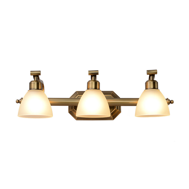 American LED Bath Vanity Lighting Brass Bathroom Lighting for Makeup in Frosted Glass Shade 3.0 Gold Clearhalo 'Vanity Lights' 'Wall Lights' Lighting' 2617265