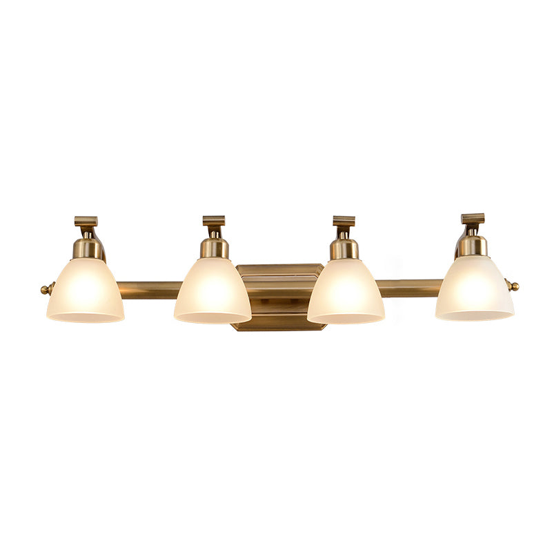 American LED Bath Vanity Lighting Brass Bathroom Lighting for Makeup in Frosted Glass Shade 4.0 Gold Clearhalo 'Vanity Lights' 'Wall Lights' Lighting' 2617267