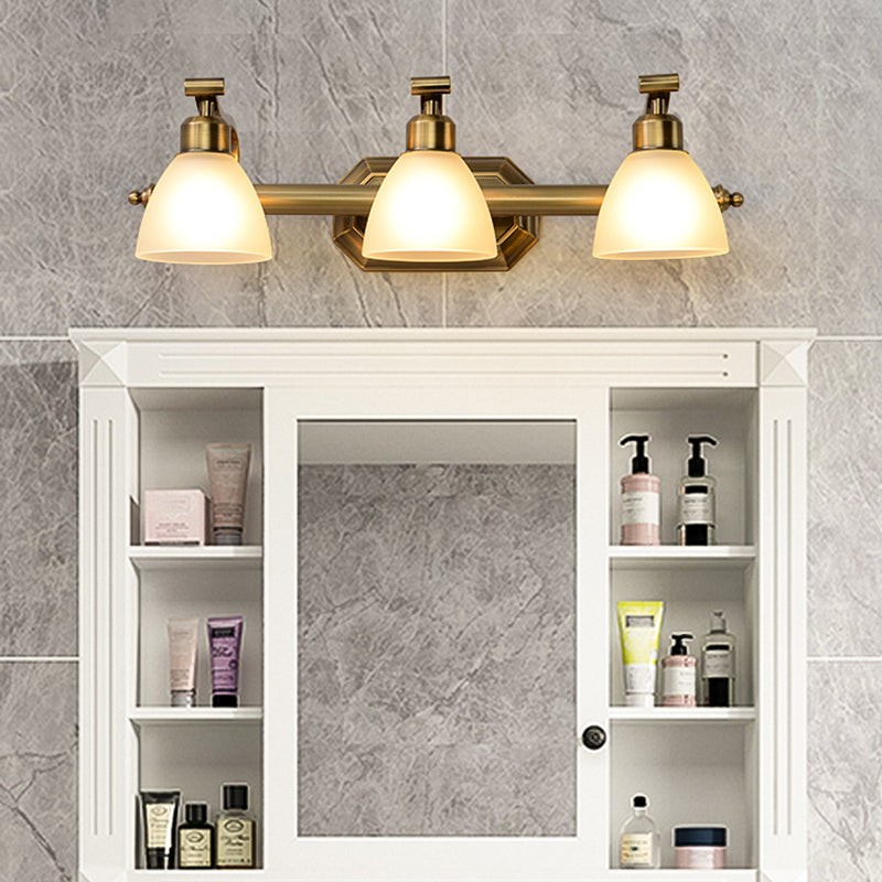 American LED Bath Vanity Lighting Brass Bathroom Lighting for Makeup in Frosted Glass Shade Clearhalo 'Vanity Lights' 'Wall Lights' Lighting' 2617268