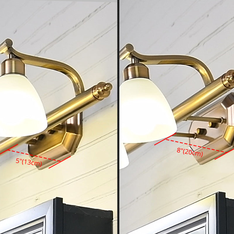 American LED Bath Vanity Lighting Brass Bathroom Lighting for Makeup in Frosted Glass Shade Clearhalo 'Vanity Lights' 'Wall Lights' Lighting' 2617270