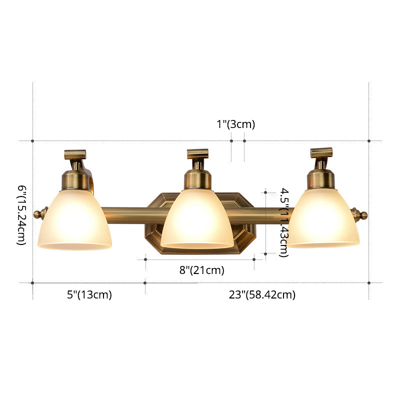 American LED Bath Vanity Lighting Brass Bathroom Lighting for Makeup in Frosted Glass Shade Clearhalo 'Vanity Lights' 'Wall Lights' Lighting' 2617272