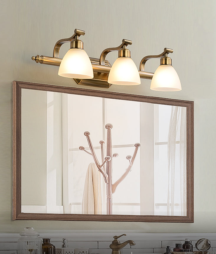 American LED Bath Vanity Lighting Brass Bathroom Lighting for Makeup in Frosted Glass Shade Clearhalo 'Vanity Lights' 'Wall Lights' Lighting' 2617277