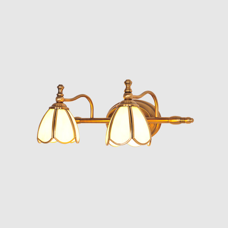 Metal Armed Vanity Light Fixtures Colonial Style Vanity Mirror Lights for Bathroom 2.0 Gold Clearhalo 'Vanity Lights' 'Wall Lights' Lighting' 2617279