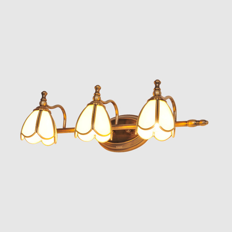 Metal Armed Vanity Light Fixtures Colonial Style Vanity Mirror Lights for Bathroom 3.0 Gold Clearhalo 'Vanity Lights' 'Wall Lights' Lighting' 2617280