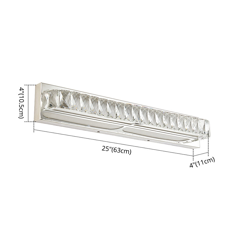 Stainless Steel Base Bathroom Vanity Sconces Crystal Embedded over Mirror Vanity Lights Clearhalo 'Vanity Lights' 'Wall Lights' Lighting' 2617359