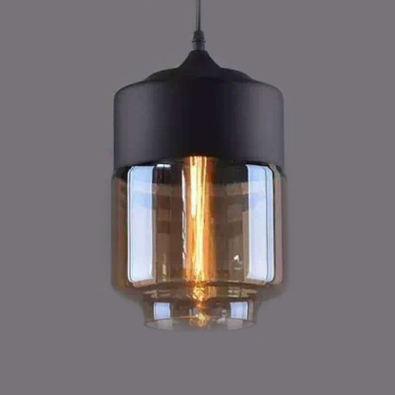1 Light Pendant Lighting Retro Industrial Style Glass Pendant Ceiling Lights for Restaurant Amber Lantern Clearhalo 'Ceiling Lights' 'Pendant Lights' 'Pendants' Lighting' 2617445