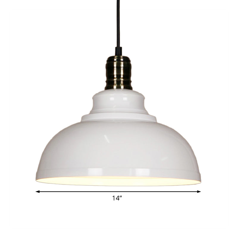 12"/14"/16" Dia 1 Light Ceiling Fixture Industrial Style Bowl Shade Metallic Pendant Ceiling Light in Black/White Inner Clearhalo 'Art Deco Pendants' 'Black' 'Cast Iron' 'Ceiling Lights' 'Ceramic' 'Crystal' 'Industrial Pendants' 'Industrial' 'Metal' 'Middle Century Pendants' 'Pendant Lights' 'Pendants' 'Rustic Pendants' 'Tiffany' Lighting' 2618