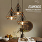 1 Light Diamond Cage Hanging Ceiling Lights Creative Industrial Metal Pendant Light Fixtures for Restaurant Clearhalo 'Ceiling Lights' 'Pendant Lights' 'Pendants' Lighting' 2618306