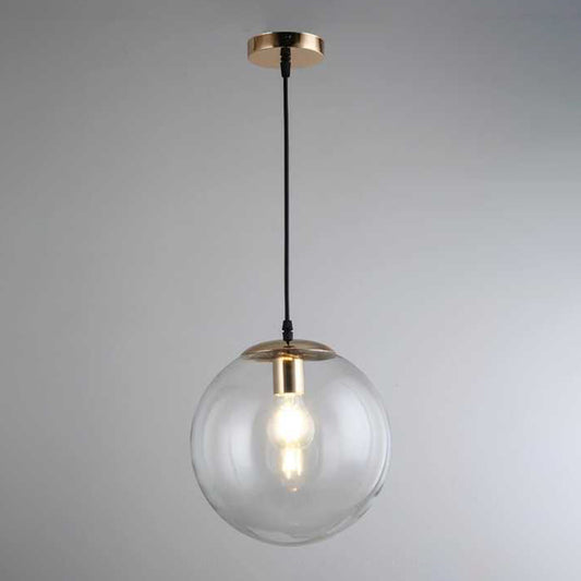 1 Light Round Hanging Ceiling Lights Industrial Style Glass Hanging Light Fixtures for Restaurant Gold Clearhalo 'Ceiling Lights' 'Pendant Lights' 'Pendants' Lighting' 2618376