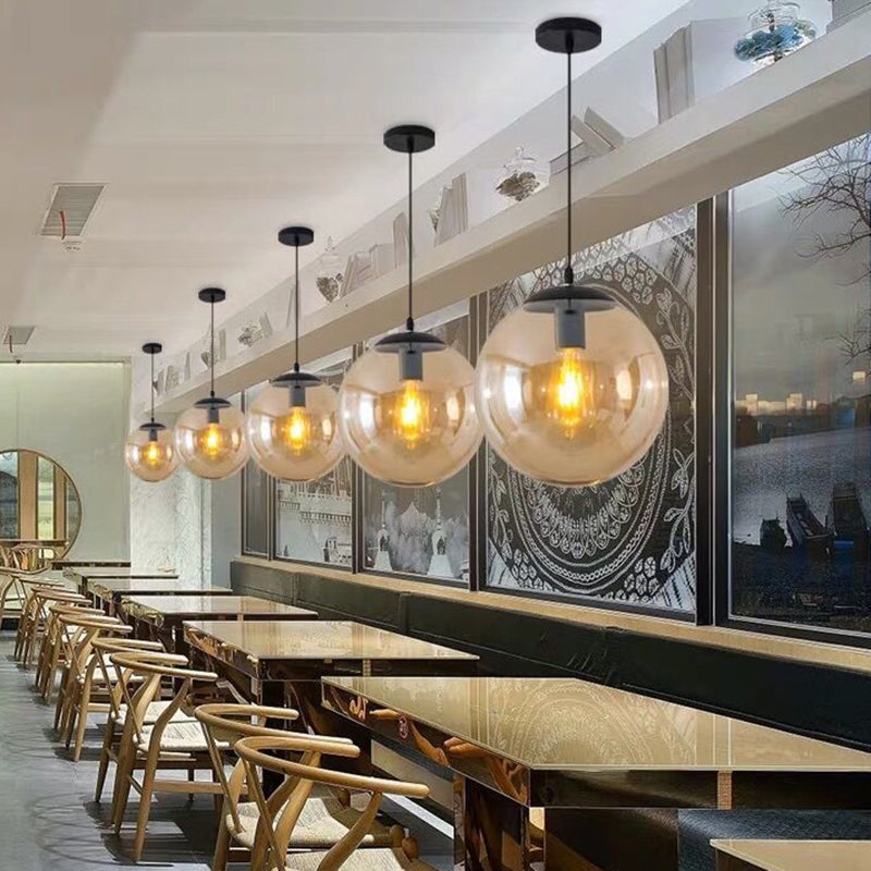 1 Light Round Hanging Ceiling Lights Industrial Style Glass Hanging Light Fixtures for Restaurant Clearhalo 'Ceiling Lights' 'Pendant Lights' 'Pendants' Lighting' 2618379