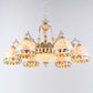 Shell White Chandelier Bell Shade Mediterranean Suspension Lighting for Living Room 9 White Down Clearhalo 'Ceiling Lights' 'Chandeliers' Lighting' 2618389