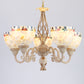 Shell White Chandelier Bell Shade Mediterranean Suspension Lighting for Living Room 5 White Up Clearhalo 'Ceiling Lights' 'Chandeliers' Lighting' 2618395