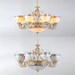 Shell White Chandelier Bell Shade Mediterranean Suspension Lighting for Living Room Clearhalo 'Ceiling Lights' 'Chandeliers' Lighting' 2618398