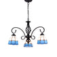 Vintage Floral Chandelier Light Handcrafted Stained Glass Hanging Light for Hall 3 Blue-White Clearhalo 'Ceiling Lights' 'Chandeliers' Lighting' 2618409
