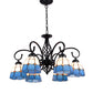 Vintage Floral Chandelier Light Handcrafted Stained Glass Hanging Light for Hall 6 Blue-White Clearhalo 'Ceiling Lights' 'Chandeliers' Lighting' 2618422