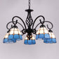 Vintage Floral Chandelier Light Handcrafted Stained Glass Hanging Light for Hall Clearhalo 'Ceiling Lights' 'Chandeliers' Lighting' 2618424
