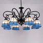 Vintage Floral Chandelier Light Handcrafted Stained Glass Hanging Light for Hall Clearhalo 'Ceiling Lights' 'Chandeliers' Lighting' 2618428