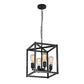 Black Cage Hanging Lamp Industrial Retro Metal Diner Pendant Chandelier in Square Shape 4 Black Clearhalo 'Ceiling Lights' 'Chandeliers' Lighting' 2618441