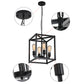 Black Cage Hanging Lamp Industrial Retro Metal Diner Pendant Chandelier in Square Shape Clearhalo 'Ceiling Lights' 'Chandeliers' Lighting' 2618446