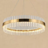 LED Round Chandelier Pendant Minimalistic Crystal Gold Finish Hanging Light for Bedroom Clearhalo 'Ceiling Lights' 'Chandeliers' Lighting' 2618454