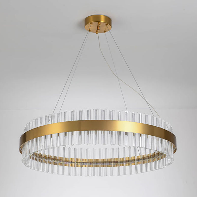 LED Round Chandelier Pendant Minimalistic Crystal Gold Finish Hanging Light for Bedroom Clearhalo 'Ceiling Lights' 'Chandeliers' Lighting' 2618458
