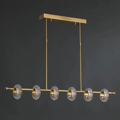 Crackled Crystal Glass Rings Pendant Lighting Postmodern Brass Finish Chandelier for Diner 6 Brass Clearhalo 'Ceiling Lights' 'Chandeliers' Lighting' 2618464