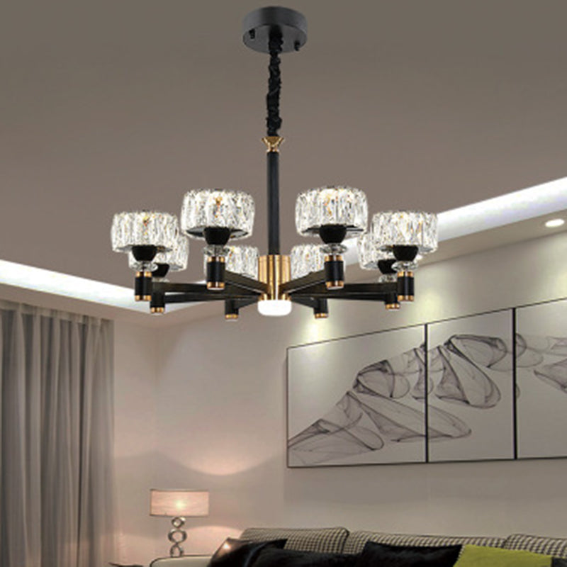 Round Living Room Chandelier Metal Modern Simplicity LED Hanging Light Fixture in Black Clearhalo 'Ceiling Lights' 'Chandeliers' Lighting' 2618480