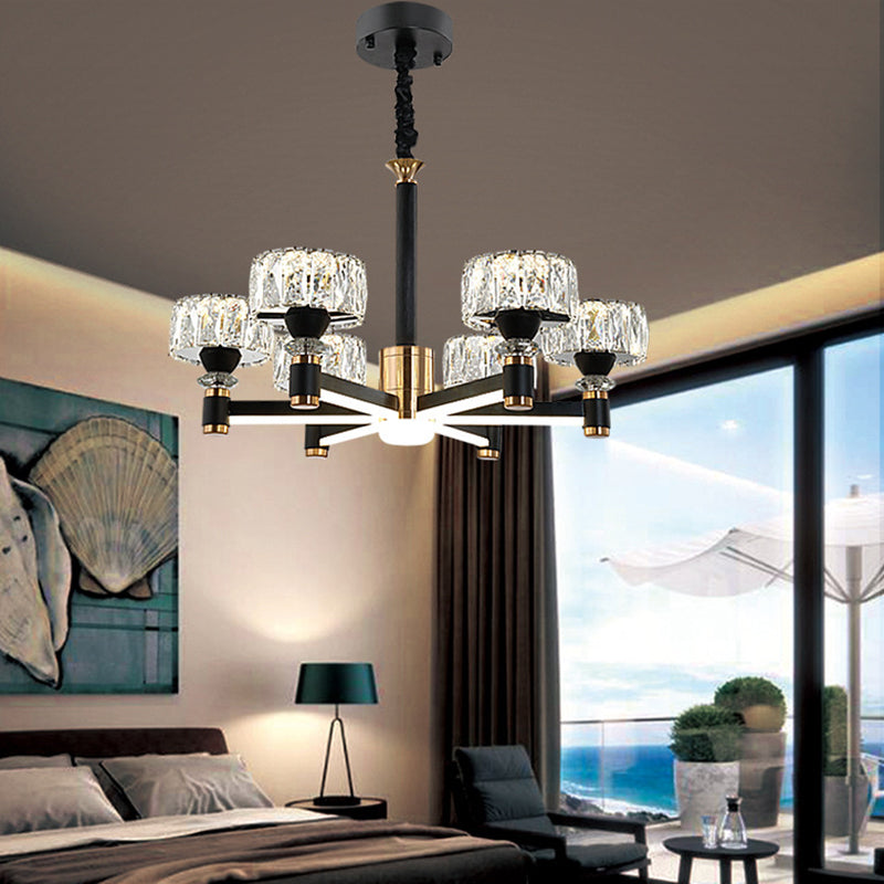 Round Living Room Chandelier Metal Modern Simplicity LED Hanging Light Fixture in Black Clearhalo 'Ceiling Lights' 'Chandeliers' Lighting' 2618484