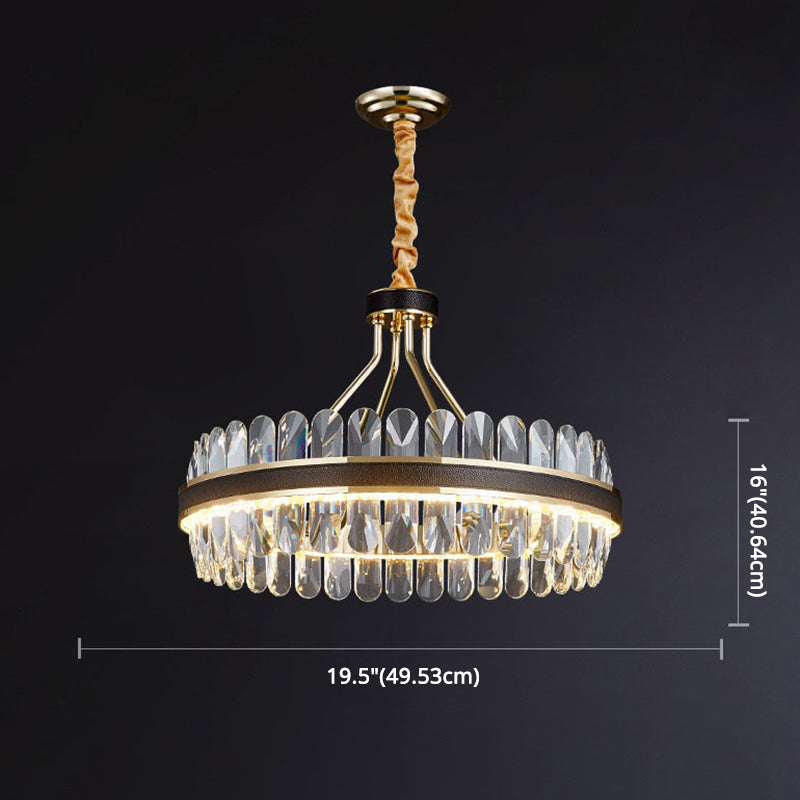 Minimalist Circular LED Chandelier Crystal Living Room Ceiling Pendant Light in Black-Gold Clearhalo 'Ceiling Lights' 'Chandeliers' Lighting' 2618512