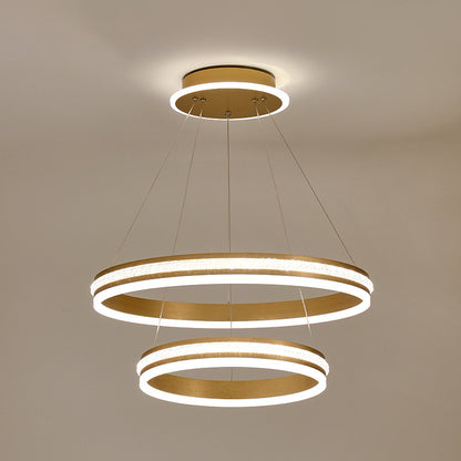 Minimalist Style Tiers Chandelier Lighting Acrylic Parlor LED Ring Suspension Light Fixture Gold 16"+23.5" Clearhalo 'Ceiling Lights' 'Chandeliers' Lighting' 2618605