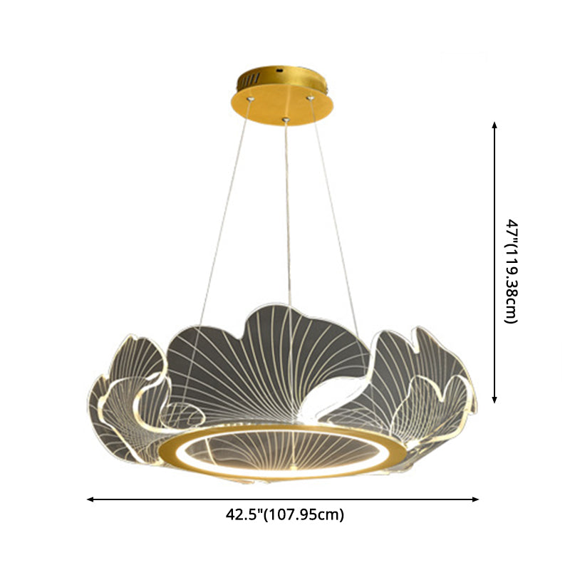 Acrylic Leaf LED Chandelier Light Simplicity Gold Finish Pendant Light for Dining Room Clearhalo 'Ceiling Lights' 'Chandeliers' Lighting' 2618621