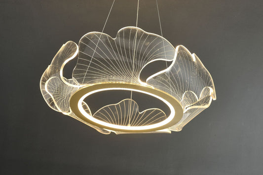 Acrylic Leaf LED Chandelier Light Simplicity Gold Finish Pendant Light for Dining Room Clearhalo 'Ceiling Lights' 'Chandeliers' Lighting' 2618626