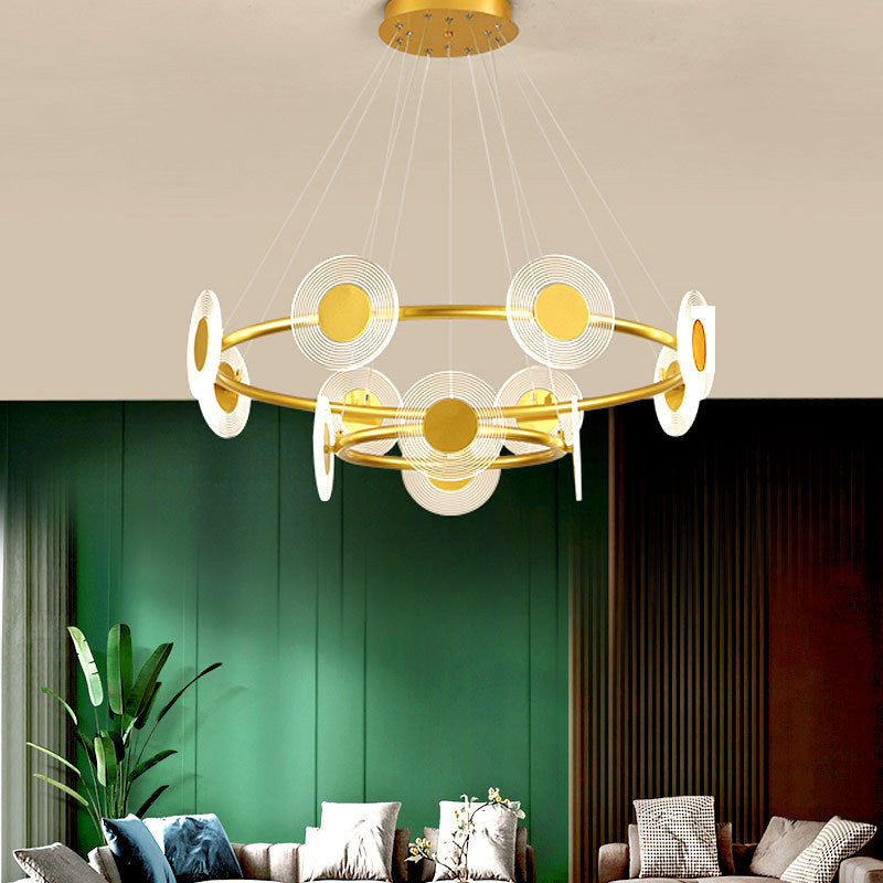 LED Circles Suspension Lamp Minimalistic Acrylic Living Room Chandelier Pendant Light Clearhalo 'Ceiling Lights' 'Chandeliers' Lighting' 2618629