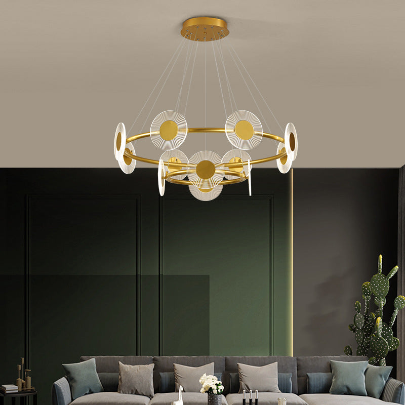LED Circles Suspension Lamp Minimalistic Acrylic Living Room Chandelier Pendant Light Clearhalo 'Ceiling Lights' 'Chandeliers' Lighting' 2618634