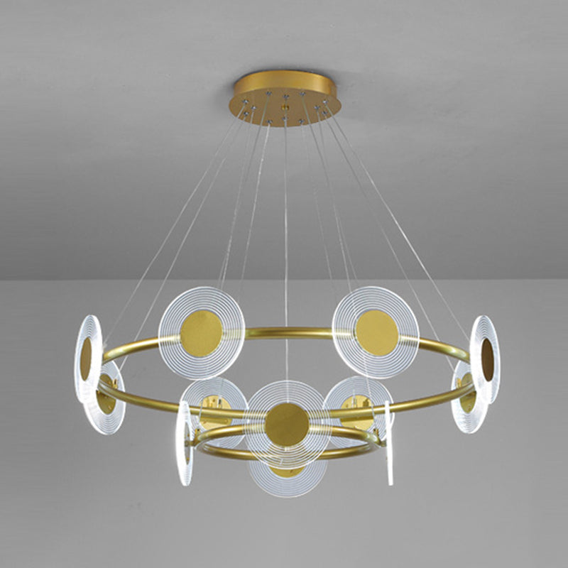 LED Circles Suspension Lamp Minimalistic Acrylic Living Room Chandelier Pendant Light Gold White Clearhalo 'Ceiling Lights' 'Chandeliers' Lighting' 2618635