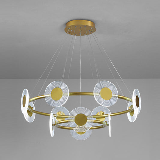 LED Circles Suspension Lamp Minimalistic Acrylic Living Room Chandelier Pendant Light Gold White